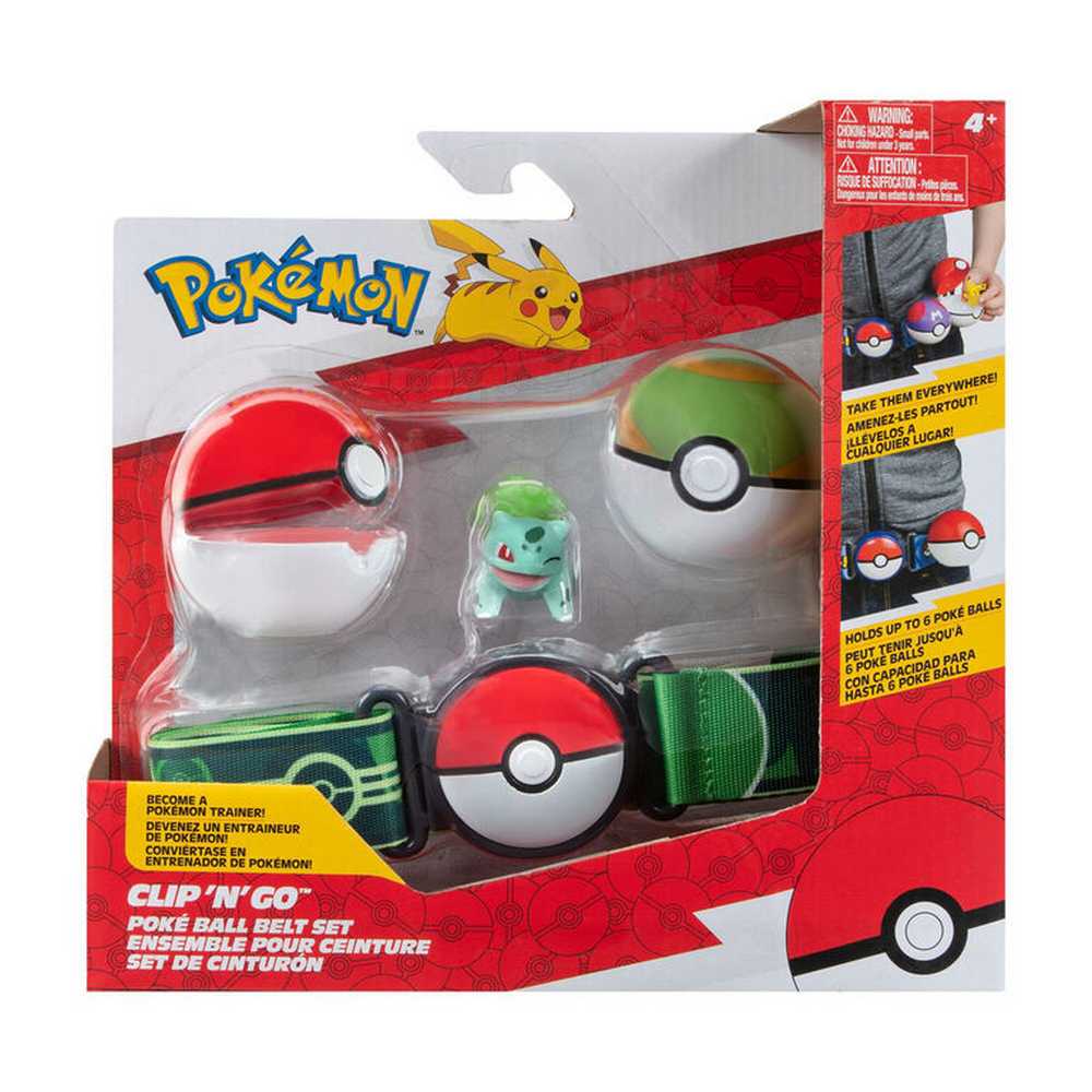 PKM: POKEMON CLIP N GO POKE BALL BELT SET - POKE BALL, NEST BALL, BULBASAUR W13 