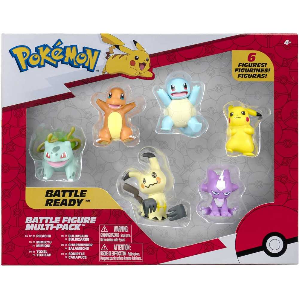 PKM: POKEMON FIGURICA BATTLE FIGURE 6PK - BULBASAUR, CHARMANDER, SQUIRTLE, PIKAC 